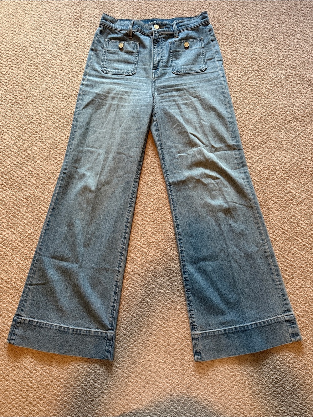 J. Crew Patch Pocket Light Blue Wide-Leg High-Rise Jeans